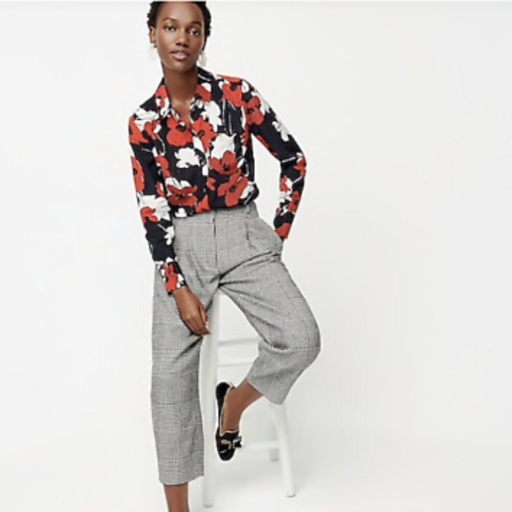 J Crew Floral SILK Classic-Fit Shirt 6 NWT AE901